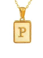 "P" Gold Tone Pendant Initial Signet Necklace