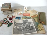 Old Boy Scout Books, Badges, Hat and Photos