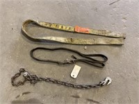 Two towing straps, one chain