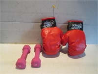 GUC WOMENS BOXING GLOVES, HAND WEIGHTS