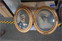 2-antique wedding pictures in oval frames of