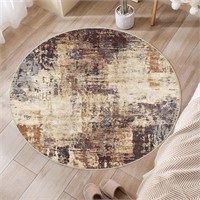 OIGAE Washable Round Rug 5'Ft, Abstract Modern Hal