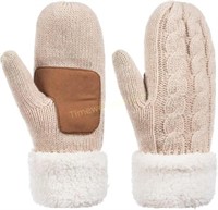 Women's Thermal Wool Knit Mittens - Beige