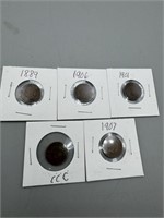 (5) Various Date Indian Head Pennies