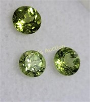 3 canary green tourmaline gemstones Estate