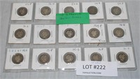 15 SILVER BARBER DIMES - 15 X BID