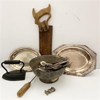 Lot of assorted vintage household items including