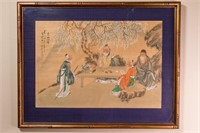 Chinese Watercolour on Silk Scholars