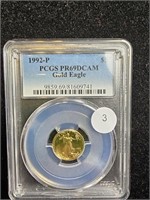 1992P Gold Eagle Five Dollar PCGS PR69DCAM