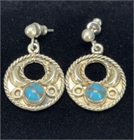 Sterling Silver faux Turquoise earrings