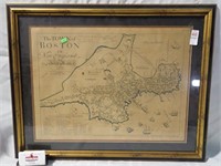 TOWN OF BOSTON MAP BY JOHN BONNER 29x23