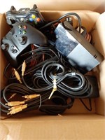 Box of Game Controllers, Adapters & Misc. Chords