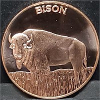 1oz Copper Bullion Bison Round BU