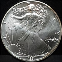 1991 1oz Silver Eagle Gem BU