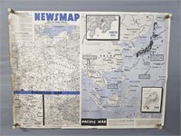 2 Sided Authentic 1944 Newsmap Poster