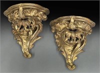 Pr. French carved giltwood wall brackets