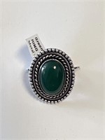 Green Onyx German Silver Ring Size 8