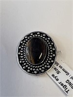 Tiger Eye German Silver Ring Size 6