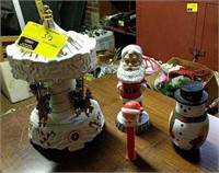 Christmas items, bobblehead, snowman, pez,