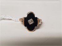 10K Black Onyx & Diamond Ring
