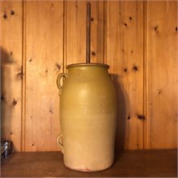 Antique 5 Gallon Stoneware 2 Handle Crock Churn