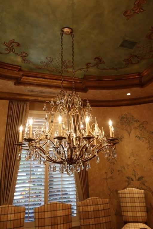 Large Metal & Crystal Chandelier