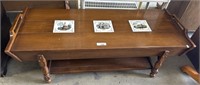 Vintage Coffee Table, Painted Tile Inlays.