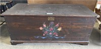 Primitive Hand Painted Pine Blanket Chest.