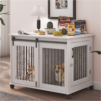 IchbinGo Dog Crate Furniture with Sliding Barn
