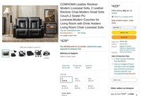 FB3039  COMHOMA Modern Leather Recliner Loveseat S
