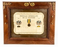 France 1914-1918 Medal With Certificate Framed