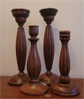 4 Wooden Candle Pillars 16" 15" 12" 11"