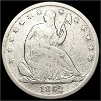 1862-S Seated Liberty Half Dollar NEARLY