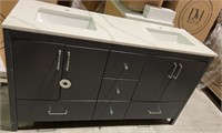 New free standing 4 door 5 drawer grey vanity