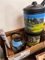 Painted Tea Pot, Gas Cans