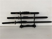 (3) SAMURAI SWORDS WITH RACK
