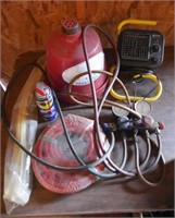 Funnel, heater, gauges, hoses, etc