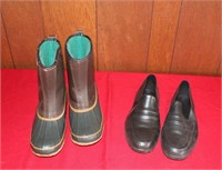 2 Pr Mens: Boots Size 11, Rubber Shoes Size L