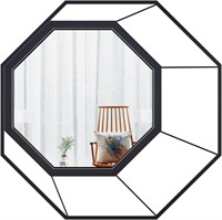 ANYHI Black Octagonal Mirror 23x23 Frame