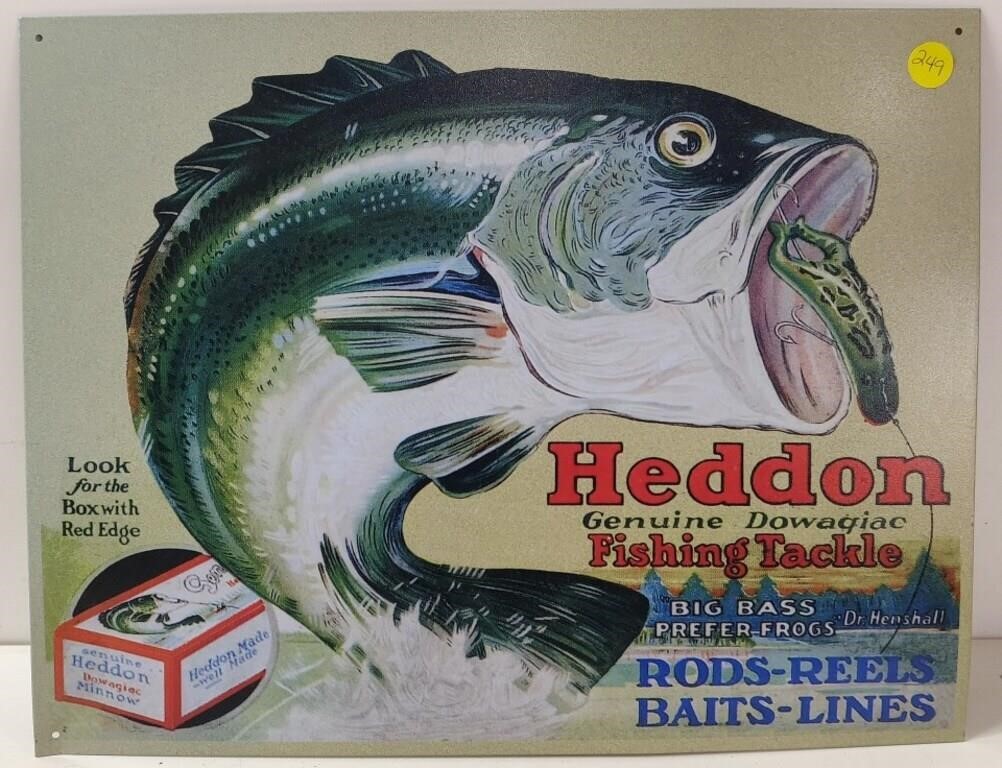 Tin Heddon Fishing Sign