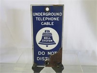 7" by 4" Porcelain Enamel Underground Cable Sign