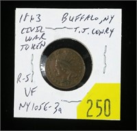 1863 Civil War token, Buffalo NY, Rarity 5