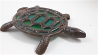 TURTLE Pot Rst Cast Iron & Stained Glass