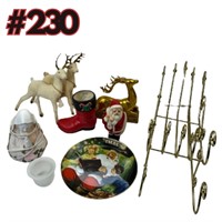 Vintage Christmas Lot: Deer, Plate & More, 9 piece