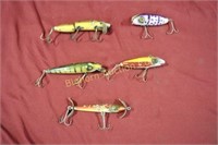 Vintage Fishing Lures 5pc lot Assorted Sizes/Mfgs