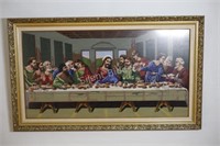 Large Needle Point Frame "Last Supper" Artwork