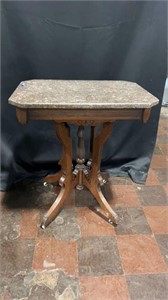 Rolling Table with Marble Top