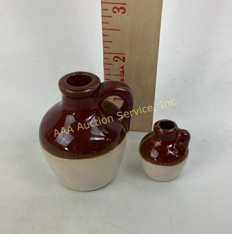 (2) Old UHL Pottery mini stoneware jugs