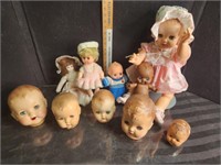 Assorted Dolls, parts