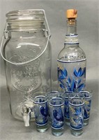 7 Piece Drink Set & Glass Top Jar Dispenser